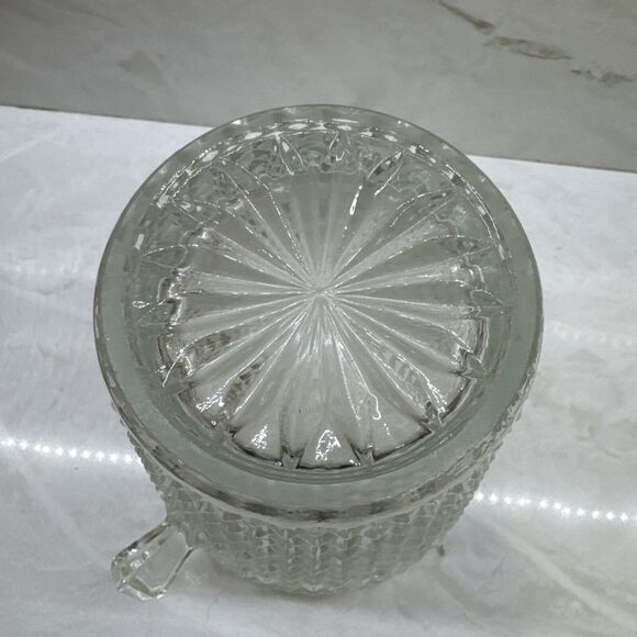 Vintage Anchor Hocking Ice Bucket w/ Tongs Diamond Cut Mid Century Modern Beauty - Picture 5 of 5